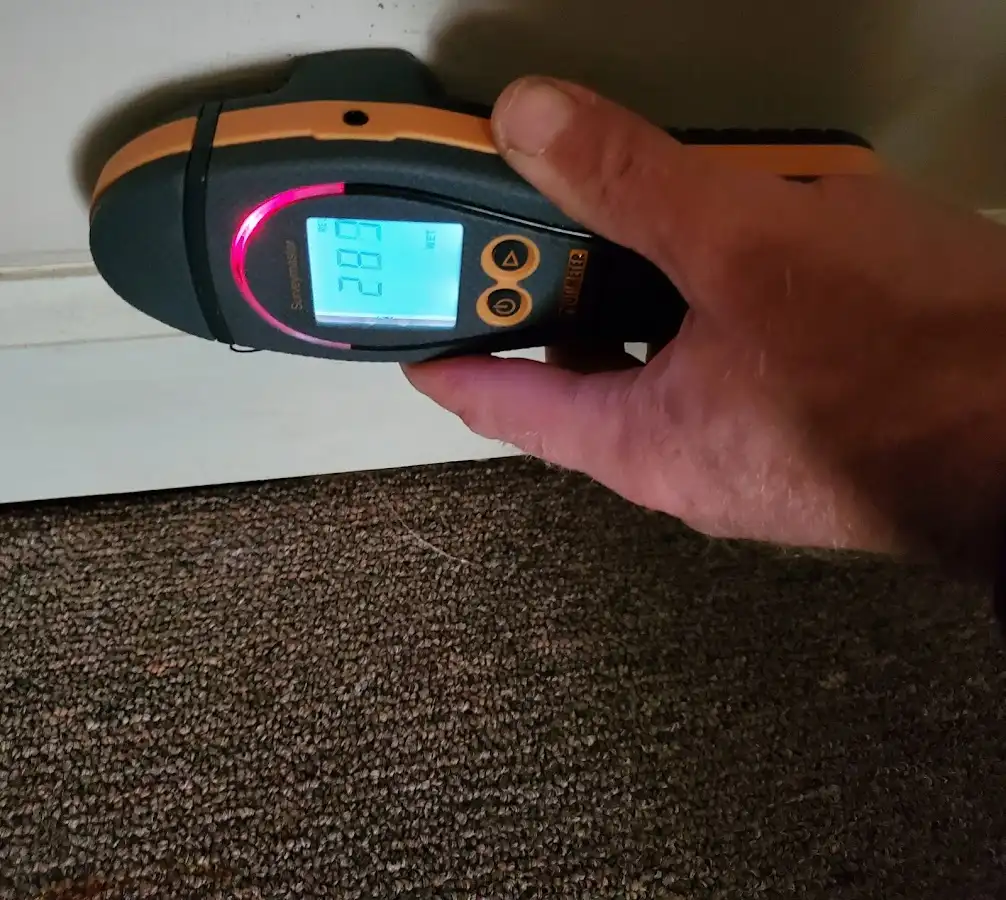 Moisture detection at baseboard during Sewage Cleanup & Sanitation in Camden